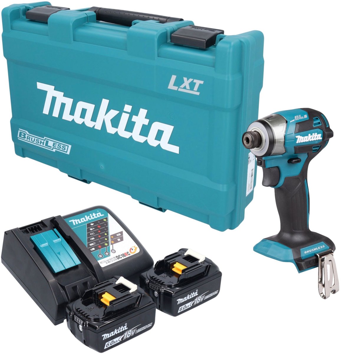 Makita DTD 173 RGK accu-slagmoersleutel 18 V 180 Nm 1/4" borstelloos + 2x accu 6,0 Ah + oplader + koffer