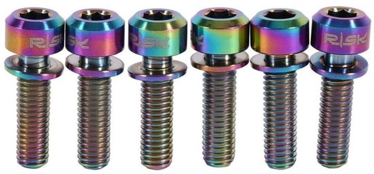 - Titanium Fietsschroeven - Lichtgewicht en Sterk - Set van 6 - Multikleur - Geschikt voor Mountainbike - Hoogwaardige Kwaliteit