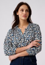 Damart - Blouse van crêpestof met bloemenprint - Dames - Blauw - L