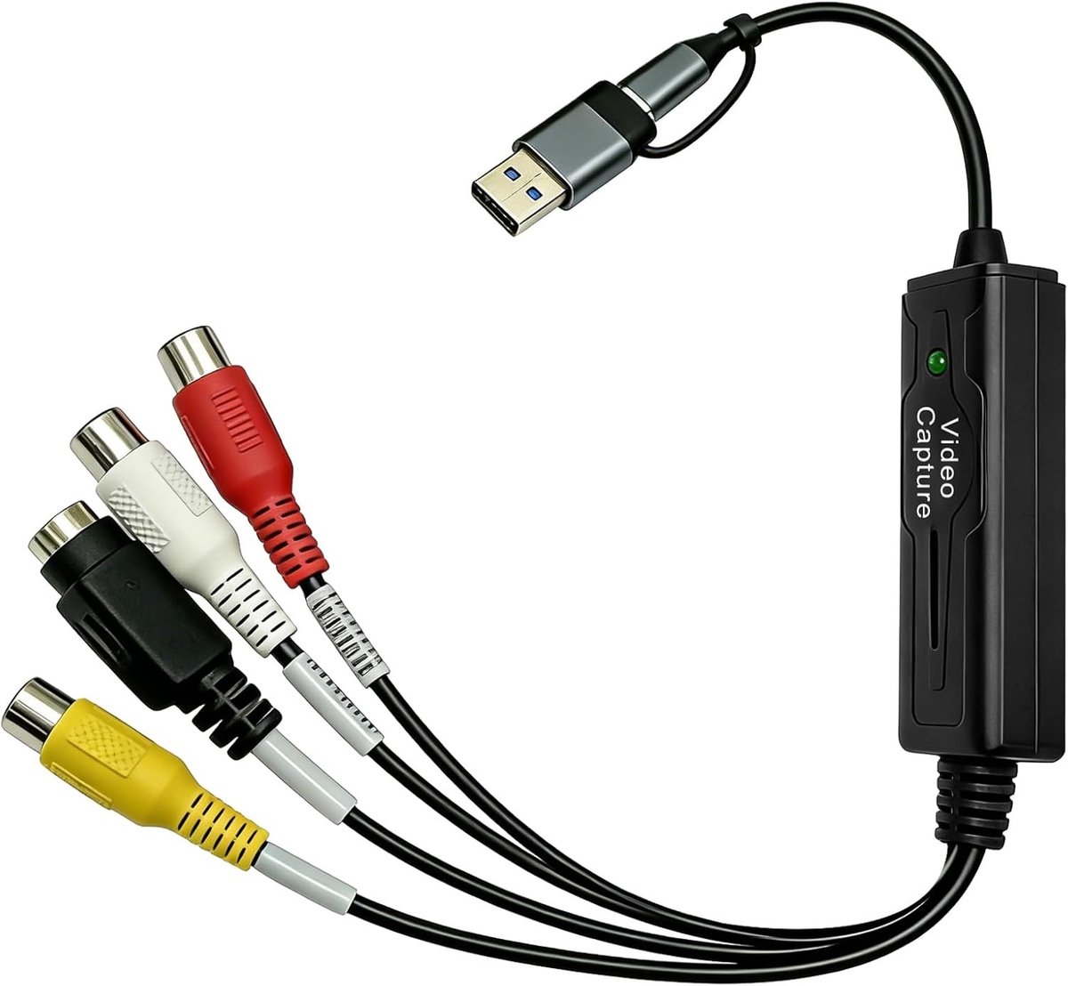 Capture card 4k - Zwart - USB 2.0 en Type C - Kunststof Video Converter voor VHS Digitaliseren