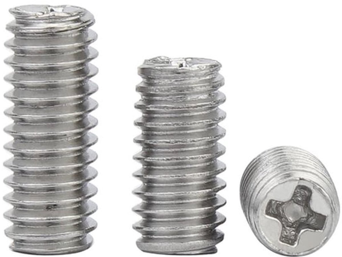 Madenschroeven M3x4mm - 100 Stuks - Roestvrij Staal - Pinschroeven - Schroefdraadpennen - Schroefdraadgat
