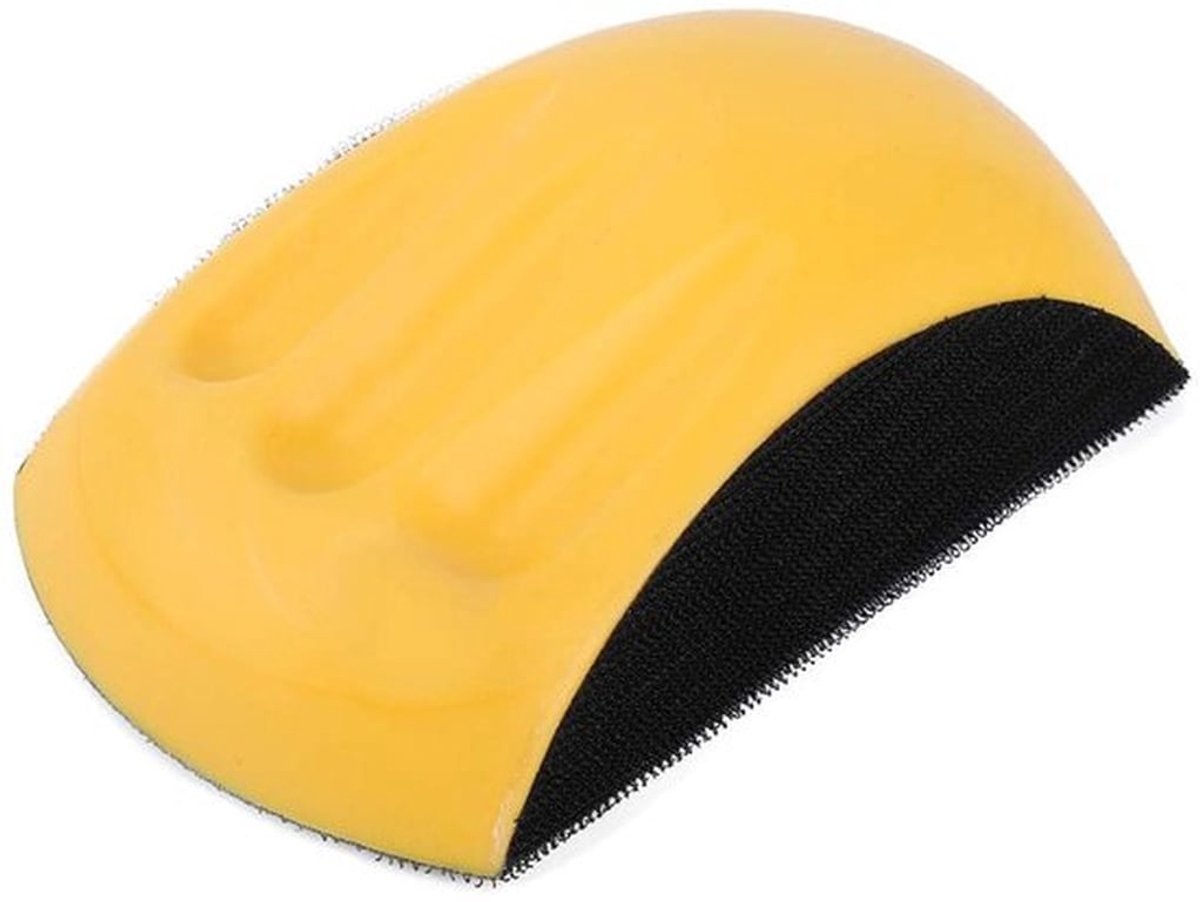 Handschrublok met Klittenband - Schuur- en polijstblok - Ergonomisch Ontwerp - Zacht PU-schuim - Langdurig schuren - 150 mm - Voor Merk - Zwart