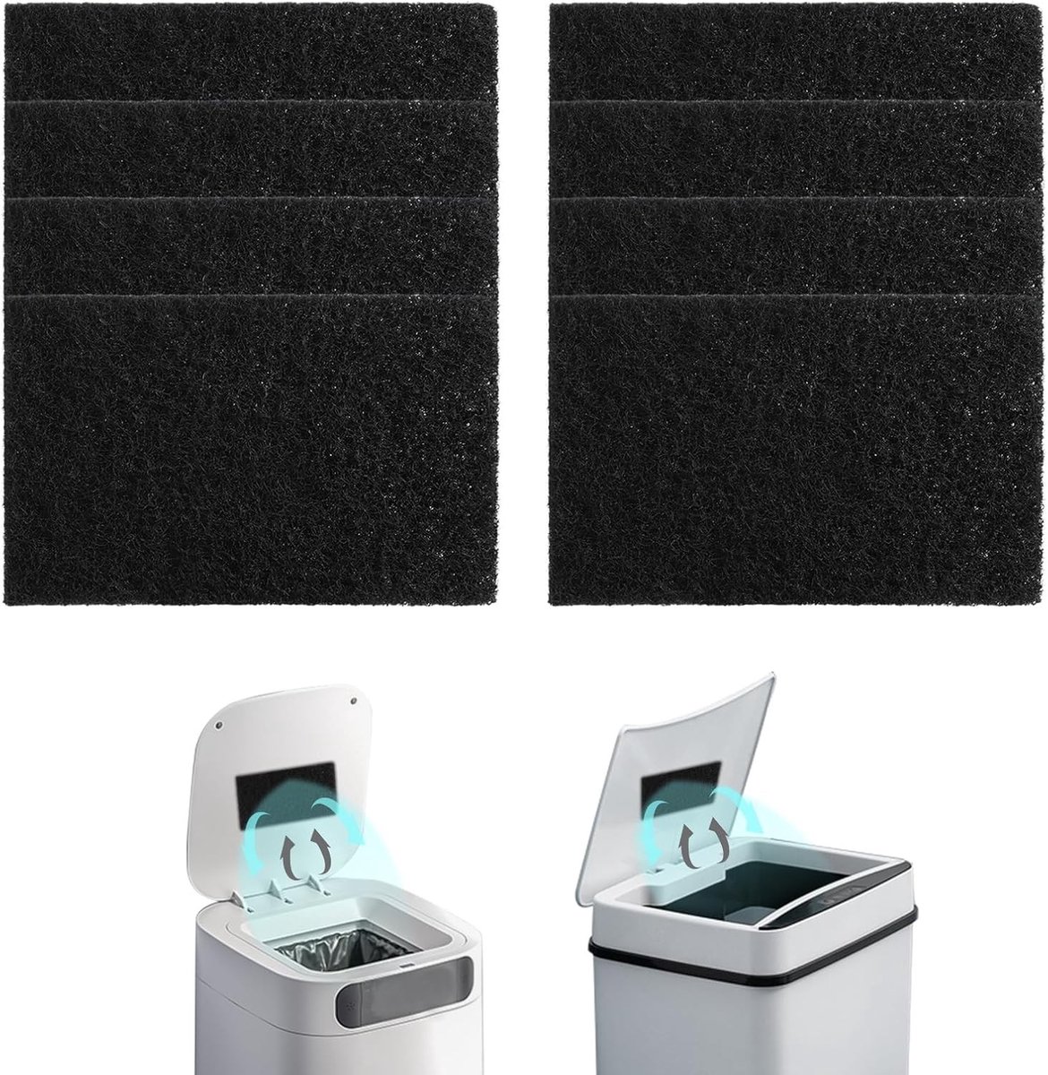 8 Stuks Geurabsorberende Houtskoolfilters voor Vuilnisbakken, Compostbakken en Keukens - Effectieve Geurcontrole en Duurzaam Gebruik