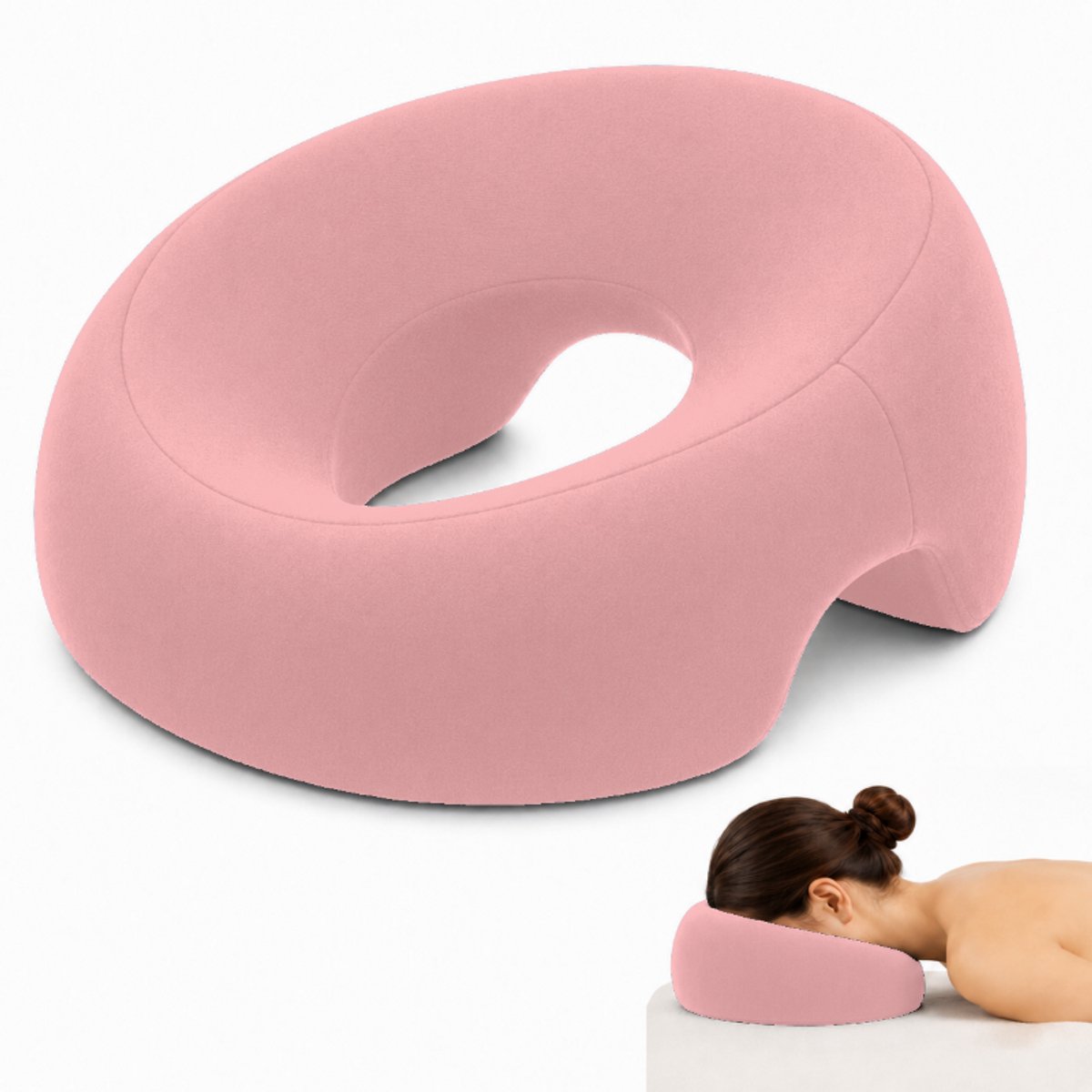 Gezichtskussen Voor Massage - Massagekussen - Traagschuim Gezichtskussen - Hoofdsteun - Kussen Met Gat - U-Vormig Dutje - Hoofdsteun Massagetafel - Massagekussen Voor Kind En Volwassenen - Voor Schoonheidsbehandelingen - Voor Massagetafels -roze