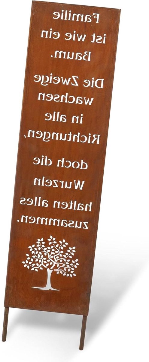 Decoratieve tuinsteker - Roestdecoratie bord - Tuin decoreren - Handgemaakt metaaldesign - 55 cm hoog - Roestkleur