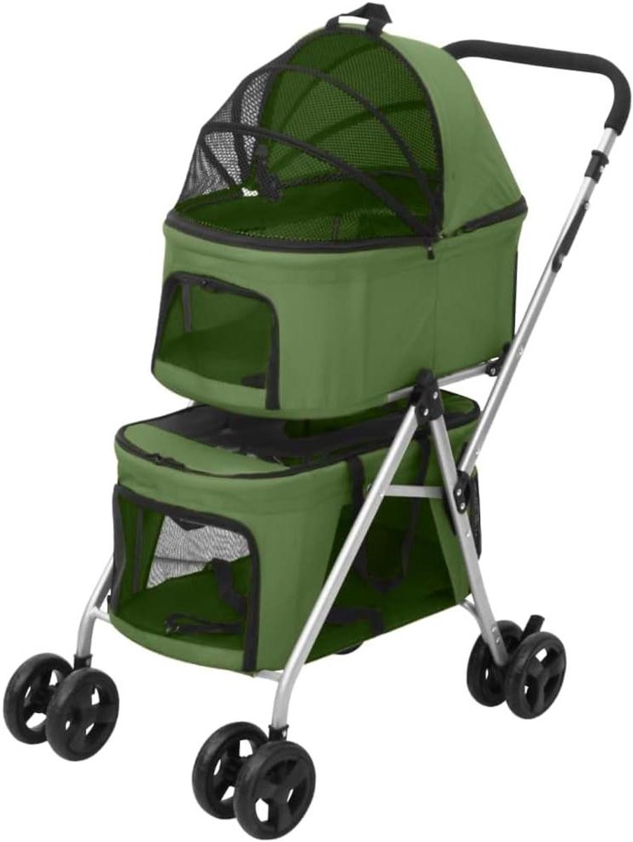 Hondenbuggy - Dierenkar - Comfortabel reizen - Dubbele laag - 83x48x97cm - Groen