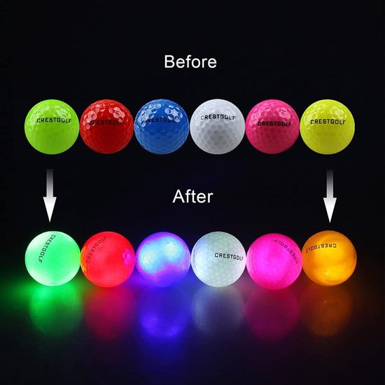 Lichtgevende golfballen - Zelfoplichtende ballen - Golfen in donker - Oplichtend bij impact - 6 stuks 42mm - Multicolor — afbeelding 4