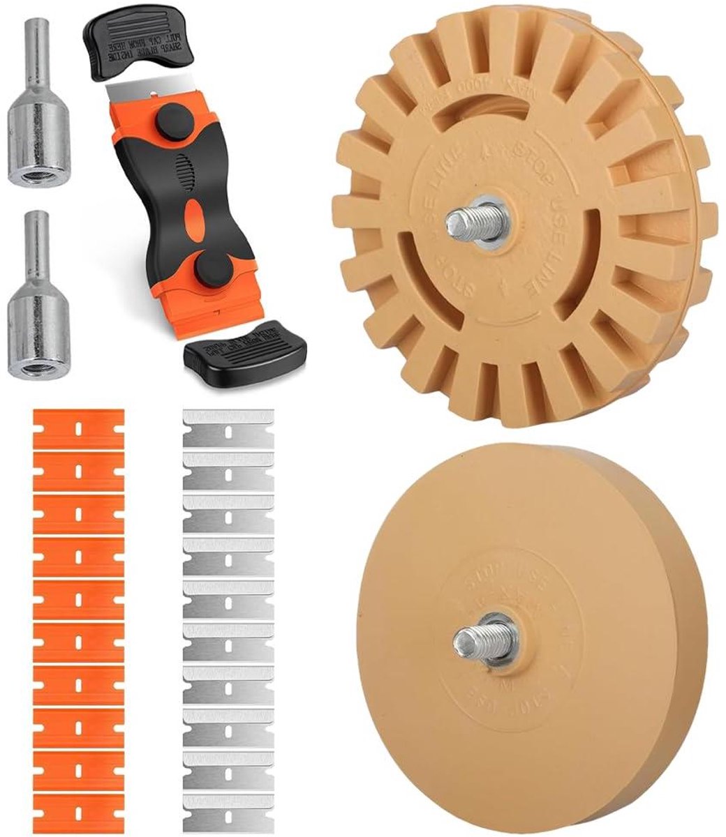 Foliegum Set - Sticker Gum - Verwijderen Lijmresten - Schadevrij Oppervlak - 2 Maten Set - Oranje