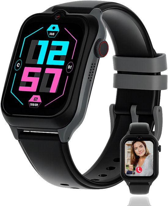 Foto: Wb goods kinder smartwatch gps horloge kind smartwatch kinderen kinder gps tracker 4g sms zwart met nederlandse taal