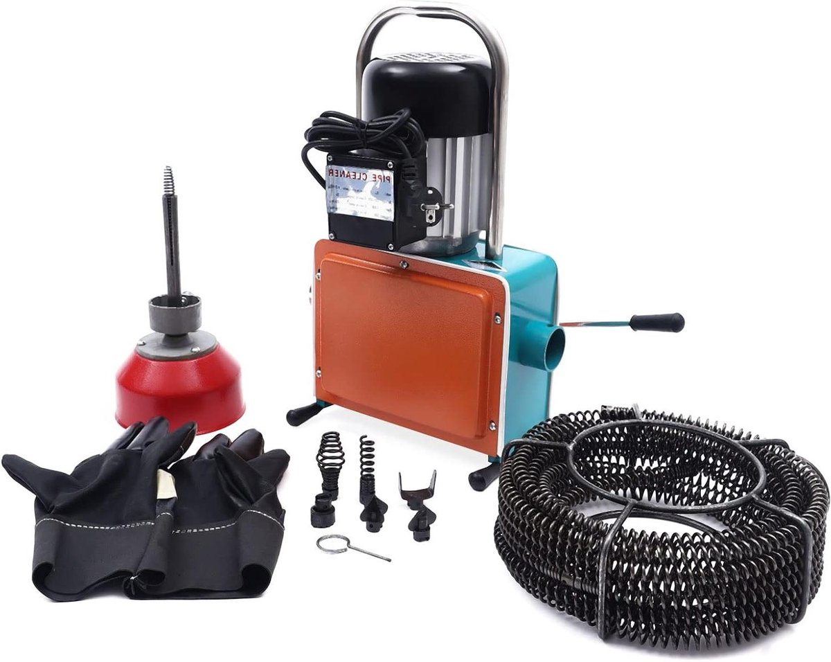 Elektrische Rioolreiniger - Afvoer Ontstopper - Leidingen Ontstoppen - 1000W Koper Motor - 20-150mm Diameter - Oranje Blauw