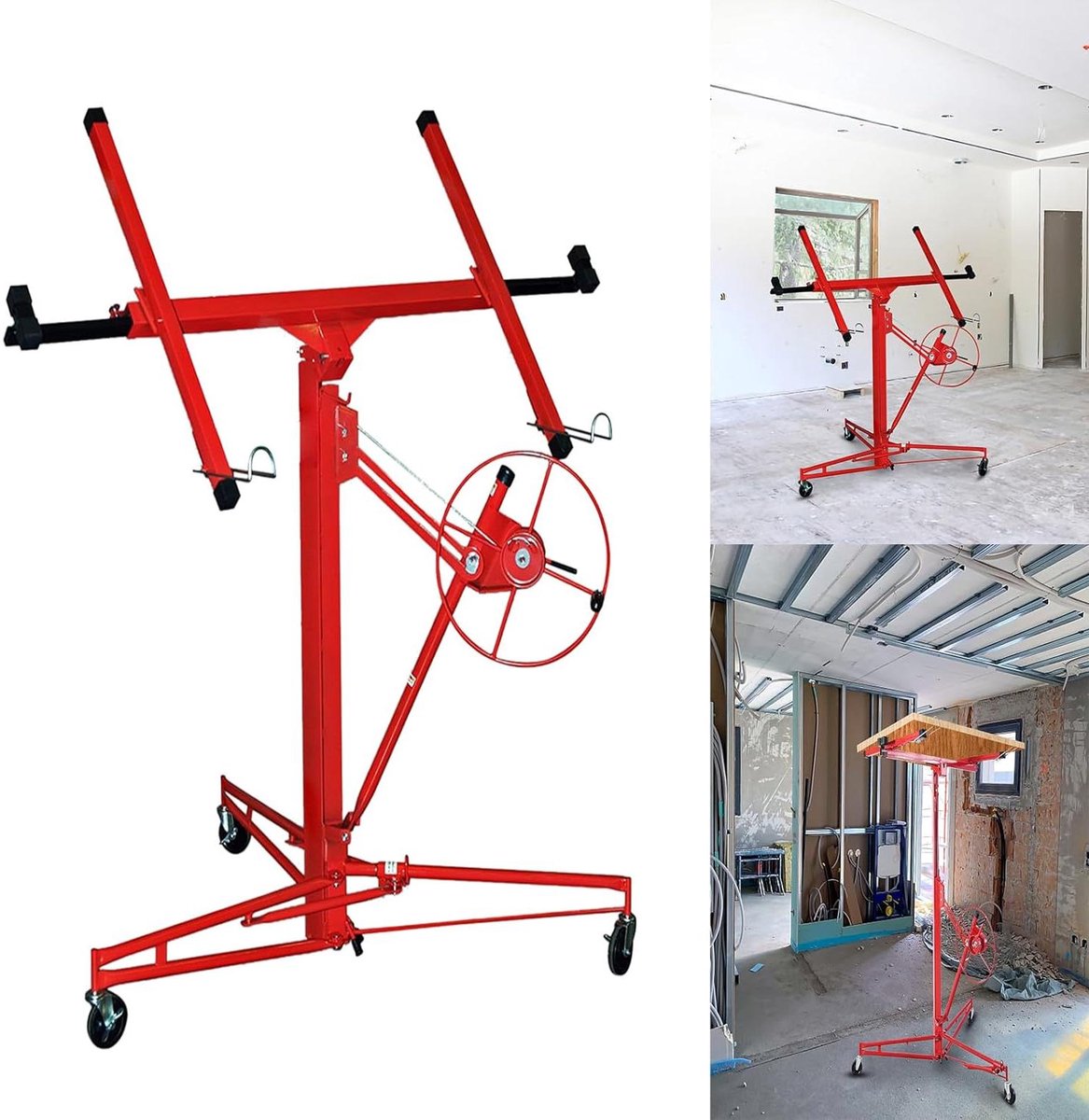 Plaatlift XXL - Gipsplaat lifter - Plafond Montage - XXL Werkhoogte - 132-325 cm - Rood
