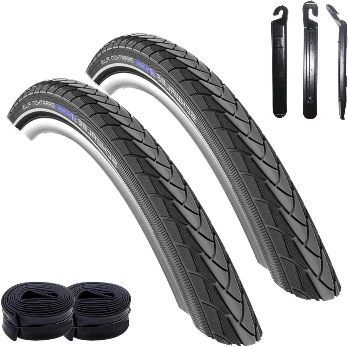 Schwalbe Marathon Plus Dekens - Fietsbanden Set - Fietsen Onderhouden - Lekvrije Technologie - 26 x 2.00 - Zwart