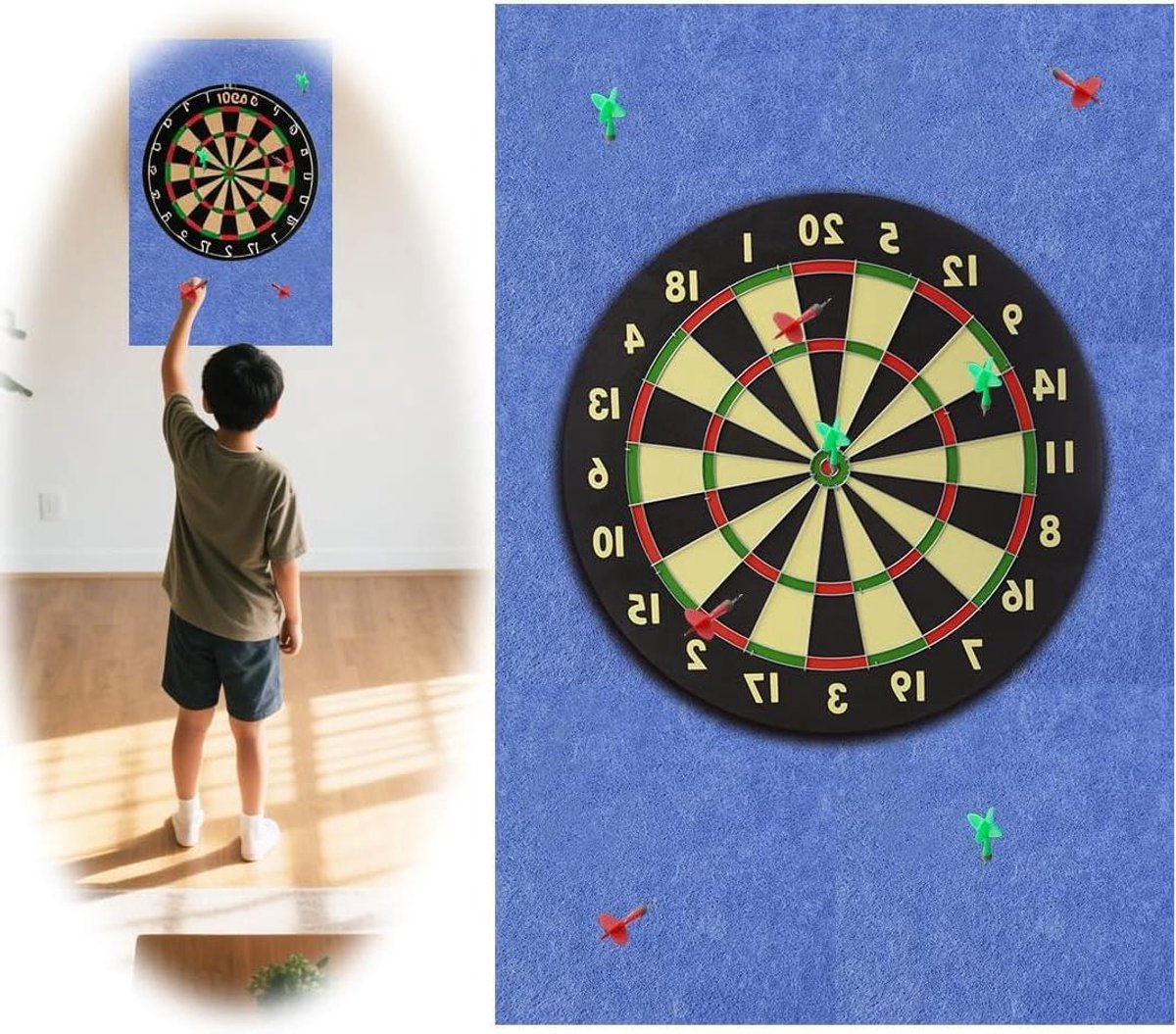 Dartbord Muurbescherming - Muurrand Darts - Muren Beschermen - Zelfklevend Vilt - 30.5 x 30.5 cm - Blauw