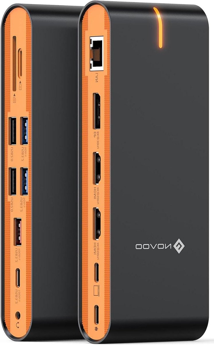 Docking Station - USB Hub Adapter - Werkplek Uitbreiden - 15 Poorten - 100 Watt - Zwart
