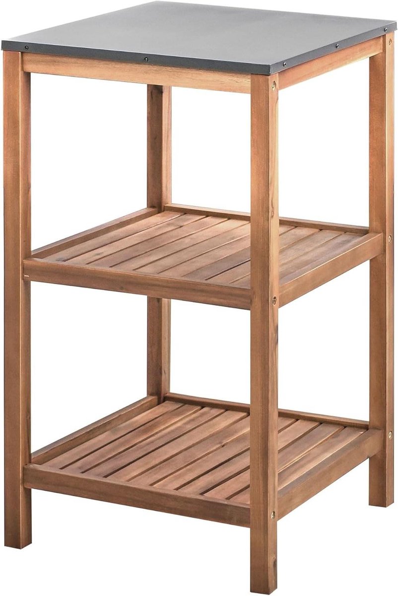 Buitenkeuken Eiland - Buitenkeuken Wagen - Buiten Koken - Stalen Aanrechtblad - 50 x 50 x 83 cm - Bruin