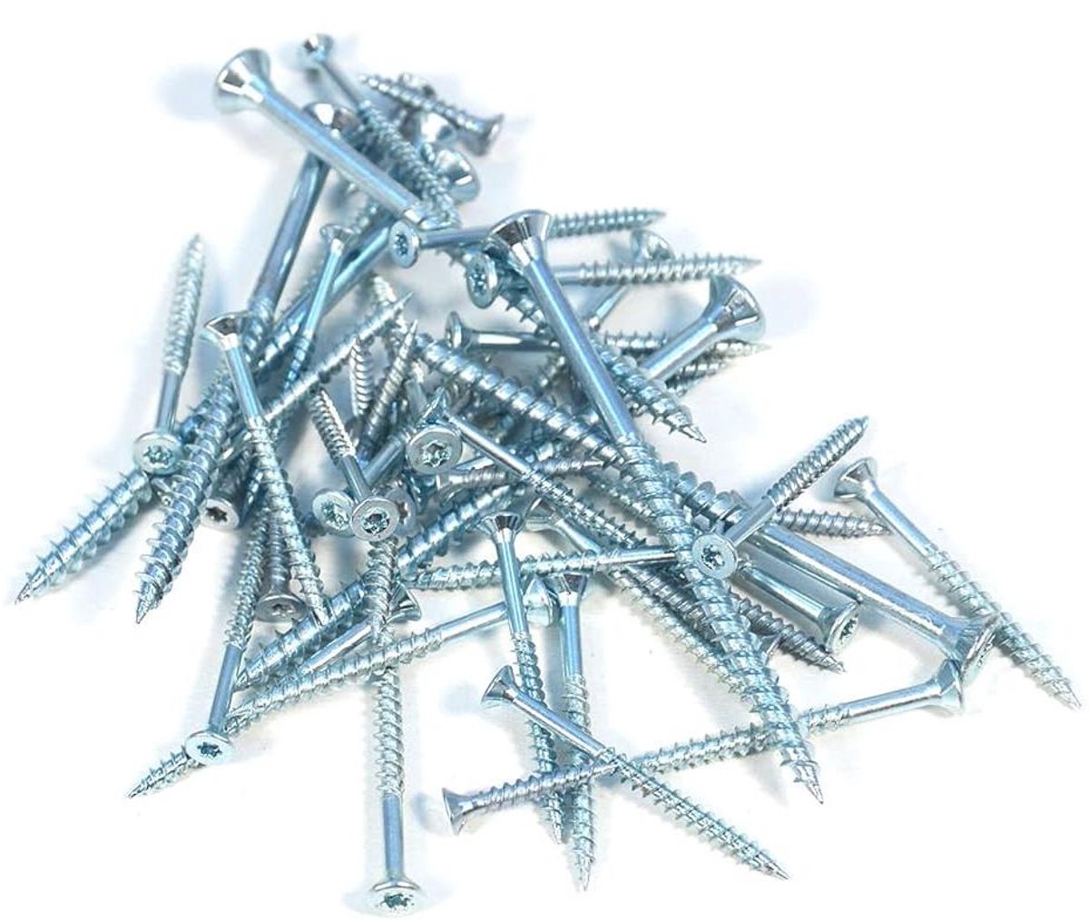 Houtschroeven - Spaanplaatschroeven Universele Schroeven - Bevestigen in Hout - Torx Aandrijving Freesribben - 45 x 60 mm - Verzinkt