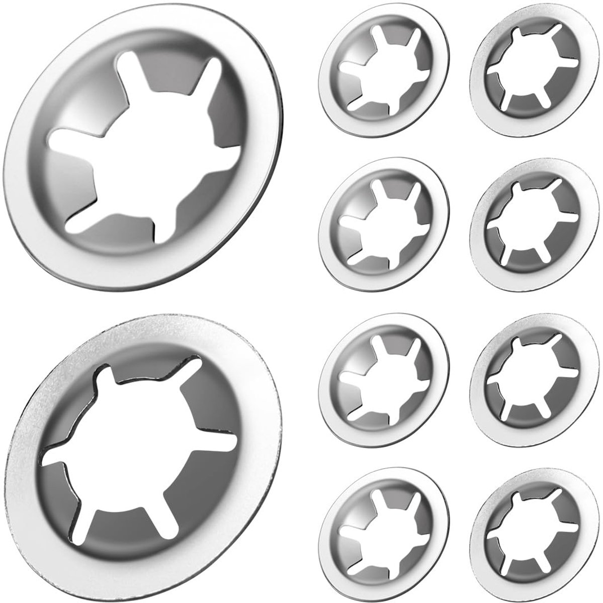 10 stuks M6 x 16mm borgring onderlegringen, binnentandklemringen roestvrij staal zilver, onderlegringen tandsnelheid borgringen