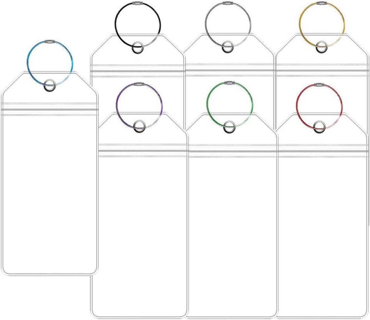 Bagage Tags, Herbruikbare Kofferhanger, 7 Stuks, 14.5 x 7.5 cm, Wordt Geleverd Met 7 Gekleurde Labelringen, voor Schepen Reizen