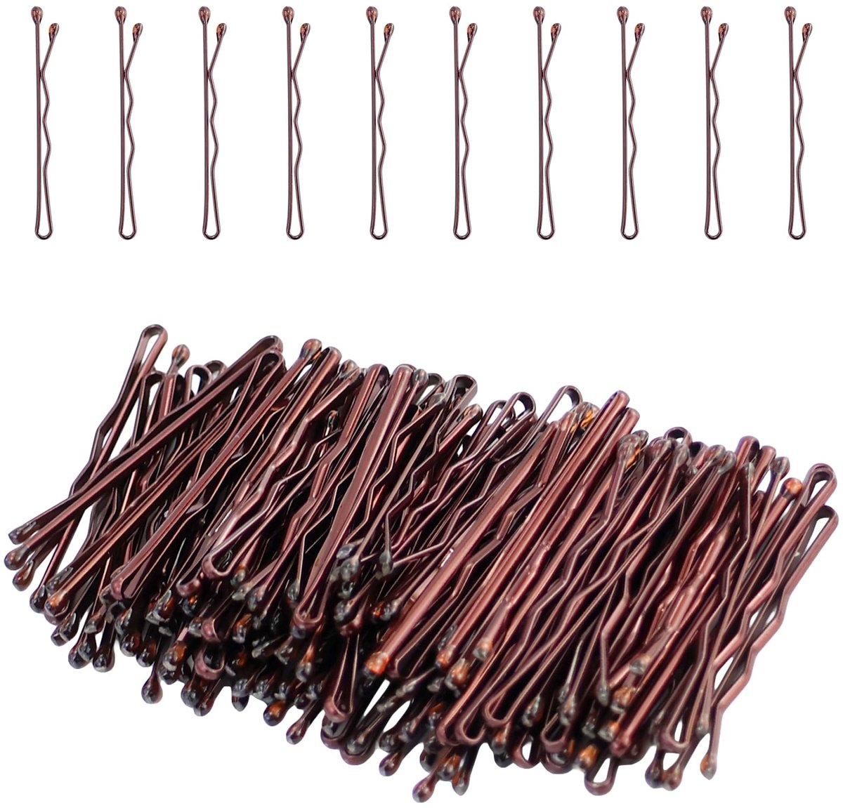 100 stuks Mini Haarklemmen, 3.5 cm Kleine Bobby Pins, Metaal Haarborstjes voor Knots en Lang Glad Haar - Ideaal voor Vrouwen, Meisjes en Kinderen (Bruin)