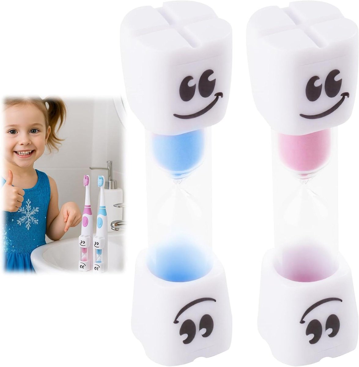 Zandloper Kindertanden - Tandpoets Timer - Mondhygiëne Verbeteren - Glimlachend Gezicht Design - 2 Minuten - Kleurrijk