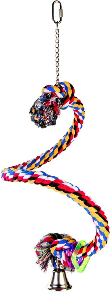 Vogelbaars Spiraal - Speelgoed Vogel - Vogels Bezig Houden - Katoenmix Touw - 21 mm x 50 cm - Multicolor