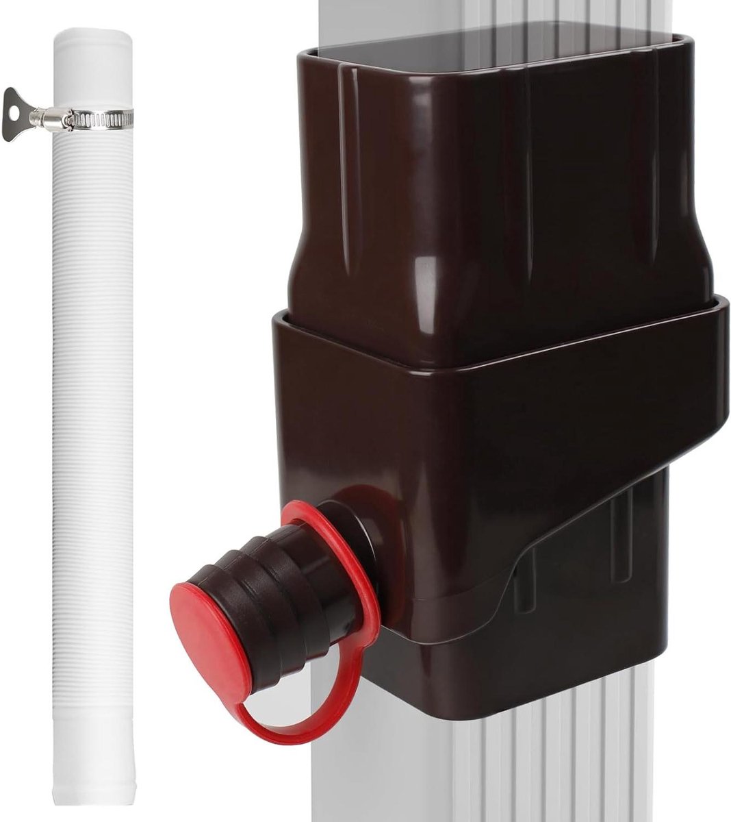 Regentonomleidingsset - Regenwateropvangsysteem - Tuin Besproeien - Voor Standaard Goot - 6 x 7 cm - Bruin