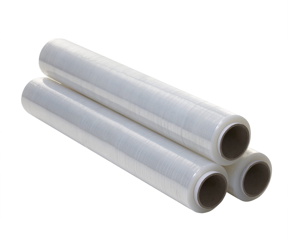 Verpakkingsfolie, 50 cm breed en rekbaar tot 300 meter lengte, rol elastische handmatige folie voor industriële verpakking, 3 stuks