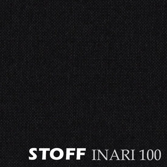 Zwarte stof met de tekst "STOFF INARI 100".
