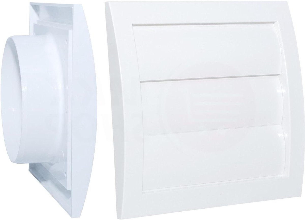 Ventilatierooster - Afsluitrooster Jaloezie - Luchtstroom Reguleren - Met Insectennet - Diameter 125 mm - Wit