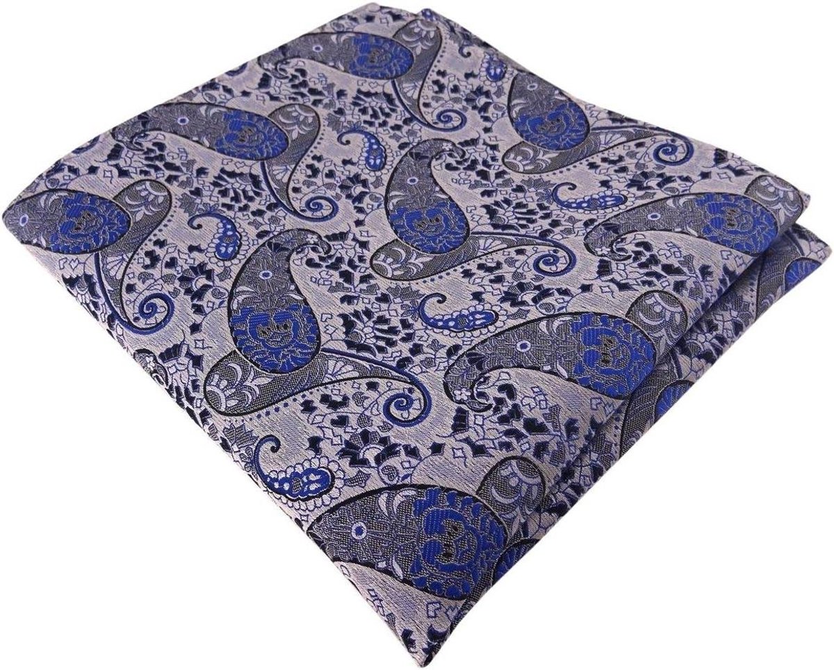 Zakdoek Heren - Pochette Imitatie - Costuum Accessoire - Jacquard Geweven - 30 x 30 cm - Blauw