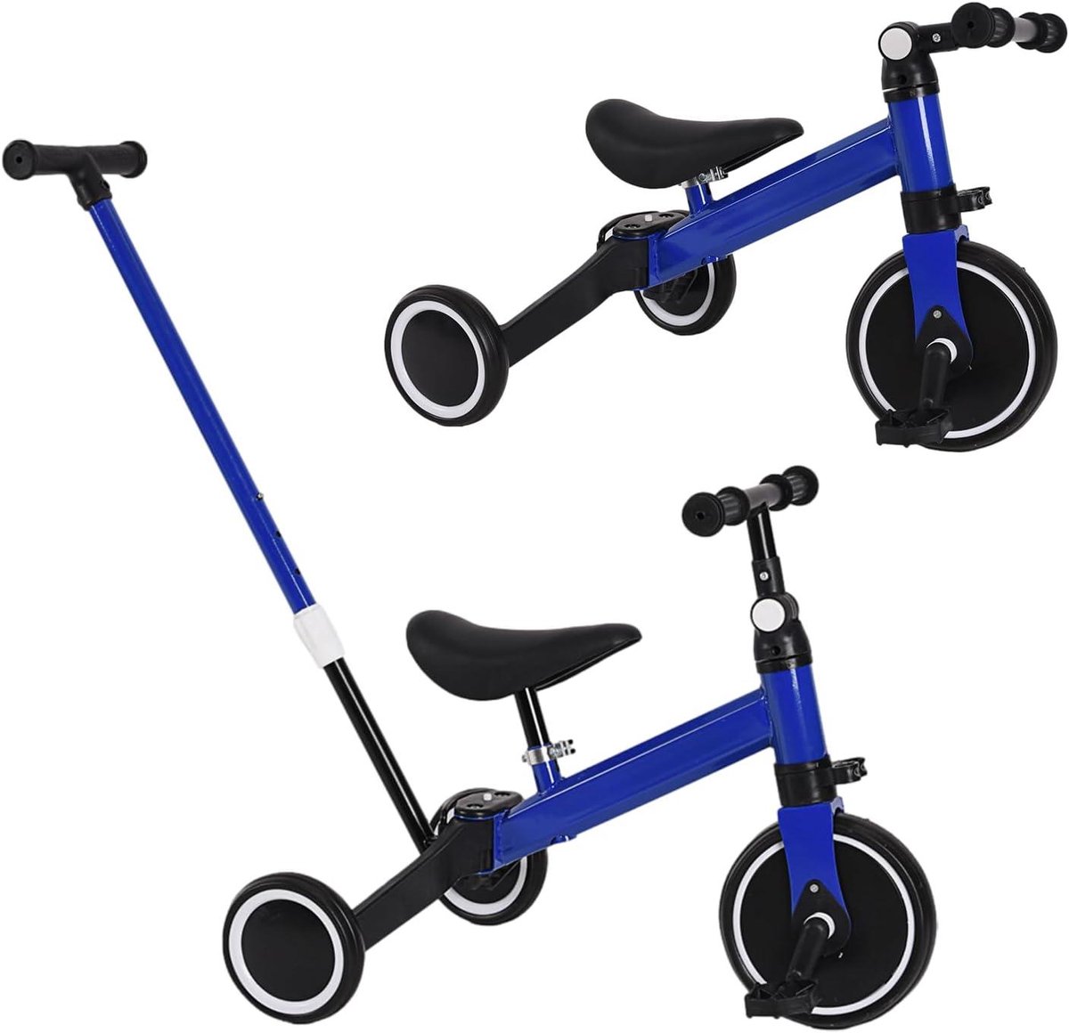 Kinder Driewieler Loopfiets Peuter Buiten Spelen 4-in-1 Evolutie 1-4 Jaar Zwart