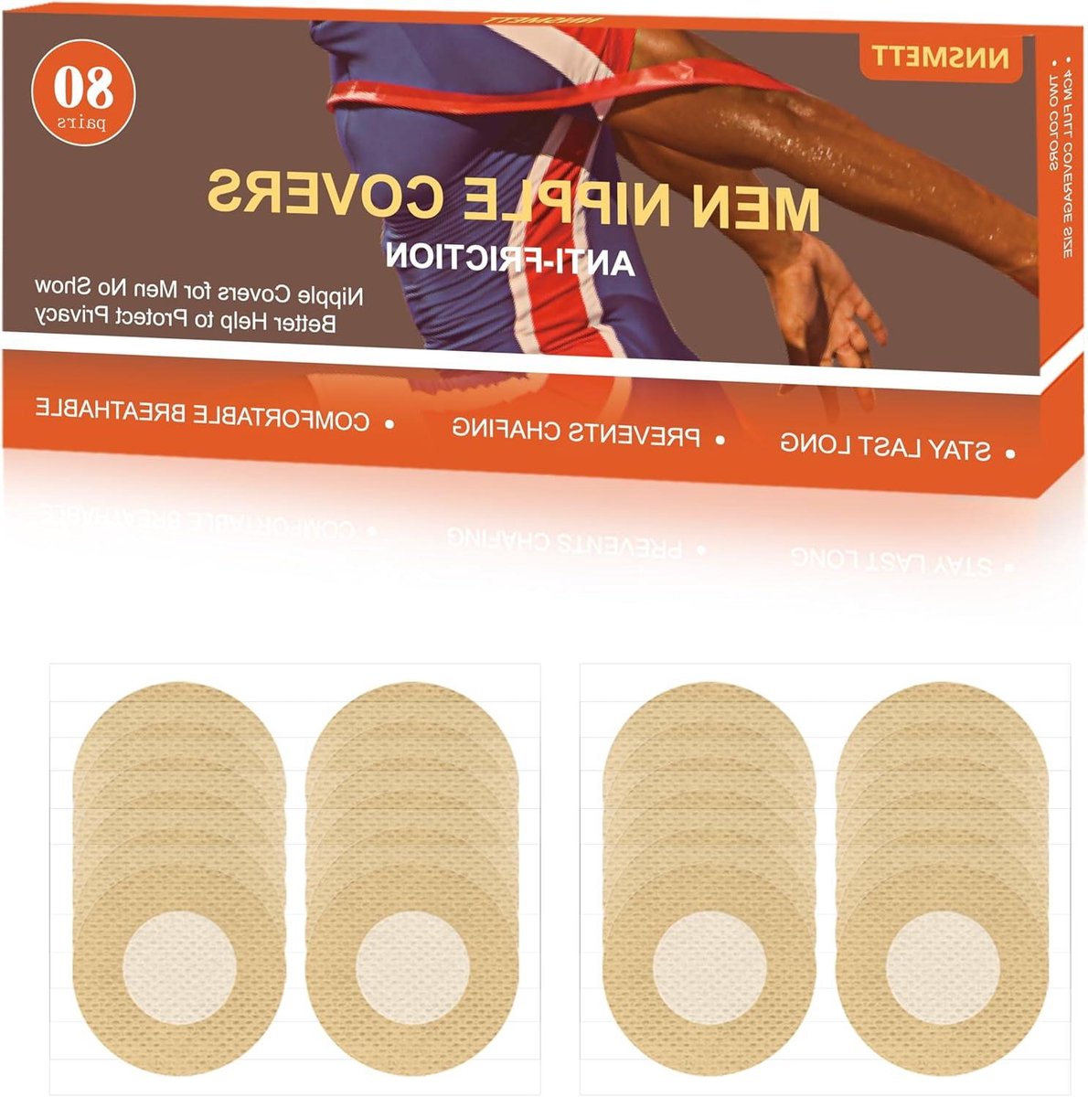 Nipple Covers Mannen - Huidkleurige Pleisters - Sporten Zonder Wrijving - Onzichtbaar en Ademend - 160 Stuks - Beige