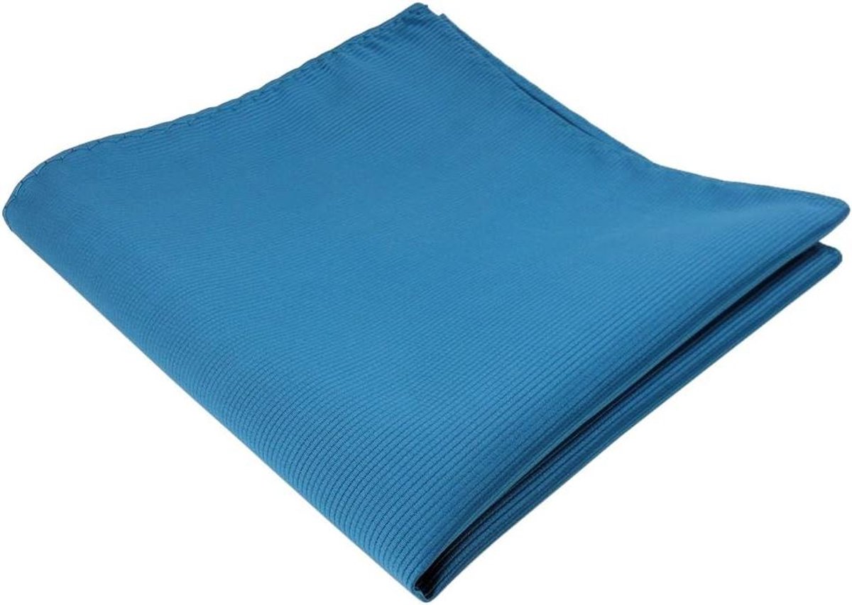 Zakdoek Heren - Pochet Accessoire - Outfit Completeren - Effen Rips Patroon - 30 x 30 cm - Turquoise Blauw