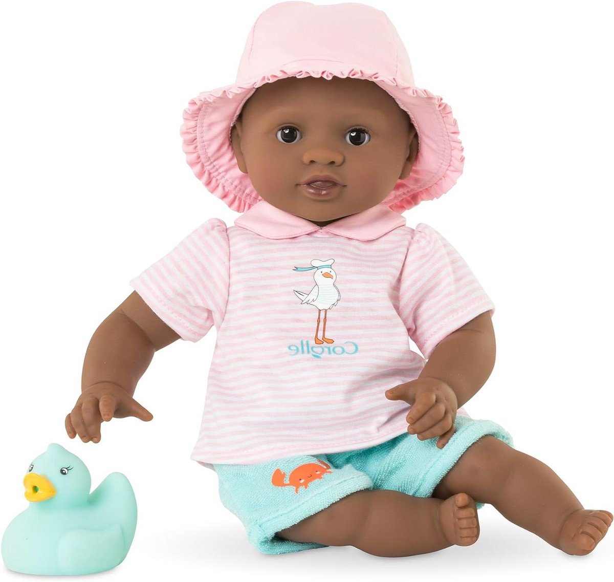 Babypop met eend - Zwemmaatje - Waterpret stimuleren - Vanillegeur - 30 cm - Multicolor