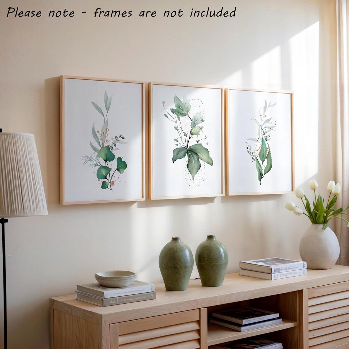 Prints wanddecoratie eucalyptusplant, set van 3 prints zonder lijst, tropische botanische wanddecoratie, botanische muurkunst, wanddecoratie woonkamer, groen goud (A3) — cadeau in Wonen & Interieur - foto 6