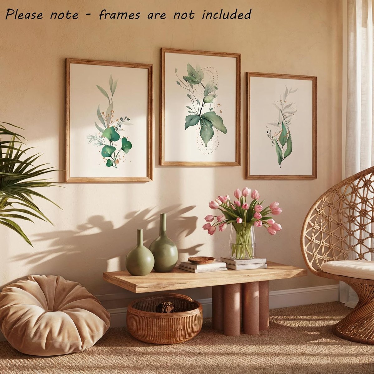 Prints wanddecoratie eucalyptusplant, set van 3 prints zonder lijst, tropische botanische wanddecoratie, botanische muurkunst, wanddecoratie woonkamer, groen goud (A3) — cadeau in Wonen & Interieur - foto 3