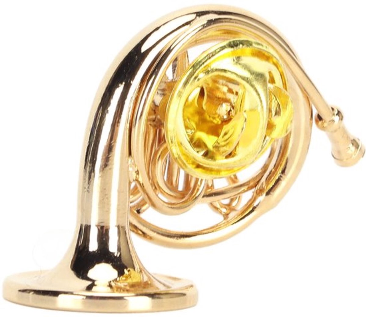 Retro broche speld miniatuur Franse hoorn gouden messing