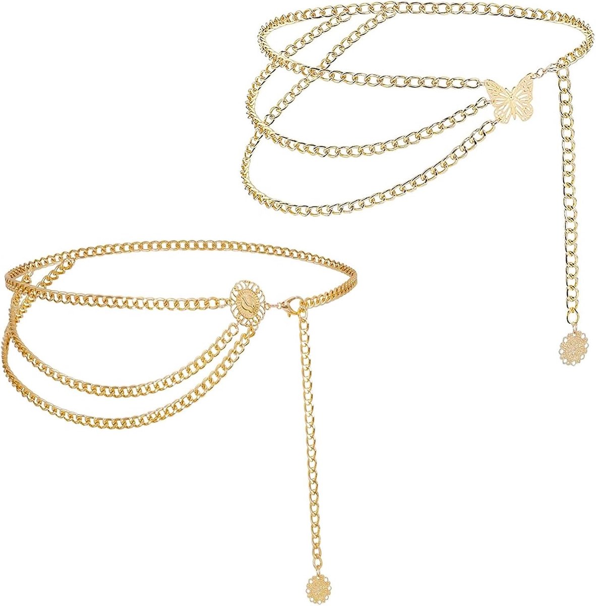 Damesriem, 90 cm, damesketting, gouden riem, buikketting, ideaal voor taillekettingen met jeans, jurken, wikkelrokken en shorts, 90, roestvrij staal, Geen edelstenen.