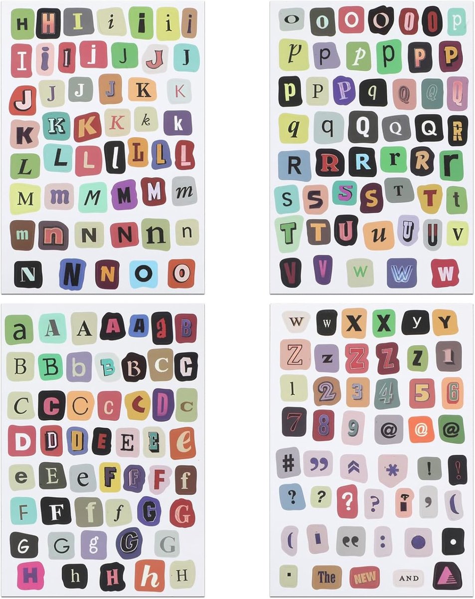 Stickers, vintage letterstickers, zelfklevende letters, weerbestendig, alfabetstickers voor scrapbooking, dagboek, fotoalbum