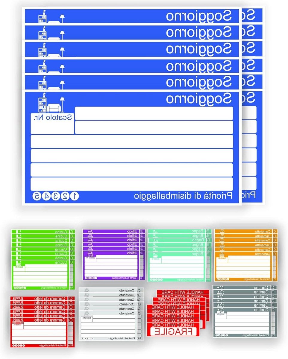 Stickers voor verhuisdozen - Verhuisstickers Dozen - Dozen Markeren - Met 'Fragile' Etiketten - 15 x 8 cm - Col 001