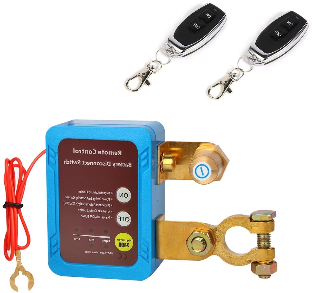 Accu Scheidingsschakelaar - Stroomschakelaar Batterij - Voorkom Accu Leegloop - Met Afstandsbediening - 12 Volt 240 Ampere - Blauw