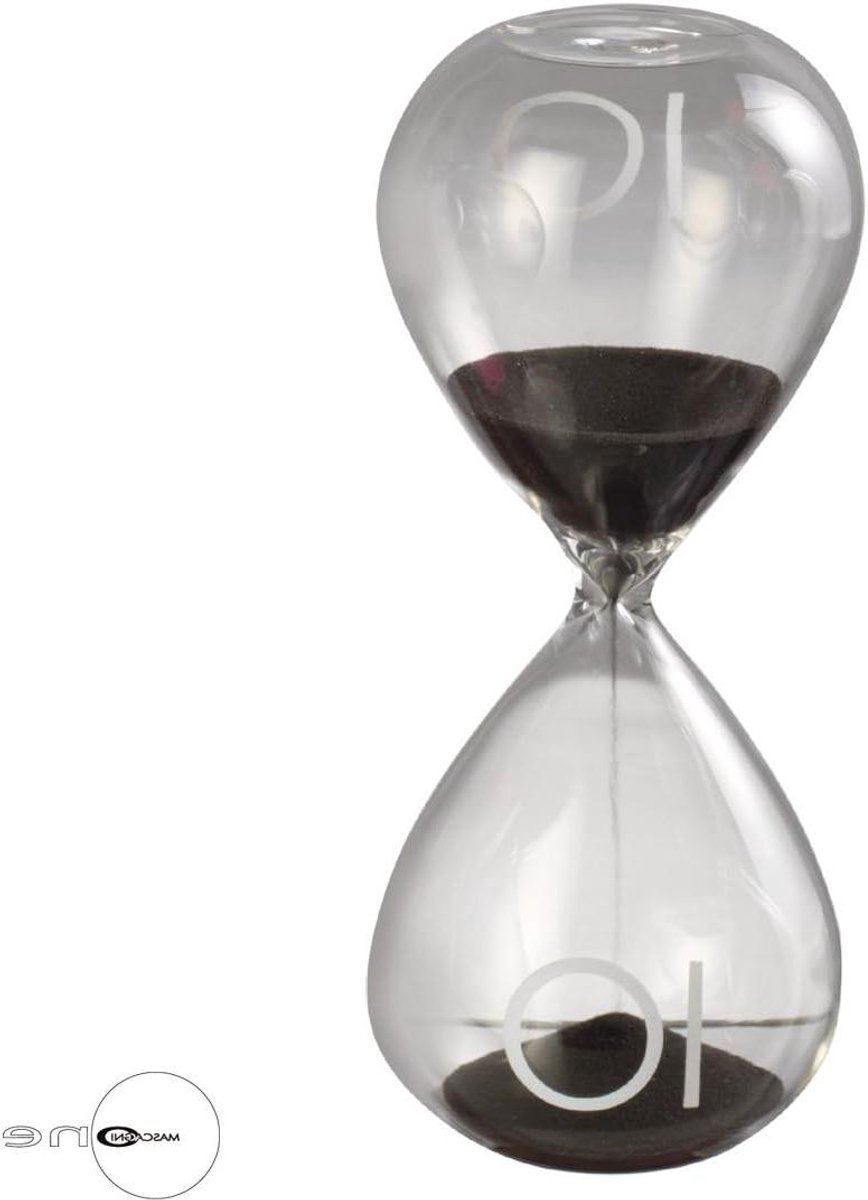 Zandloper Glas - Keukentimer Zand - Koken Tijdmeting - Italiaans Design - 16 cm - Zwart