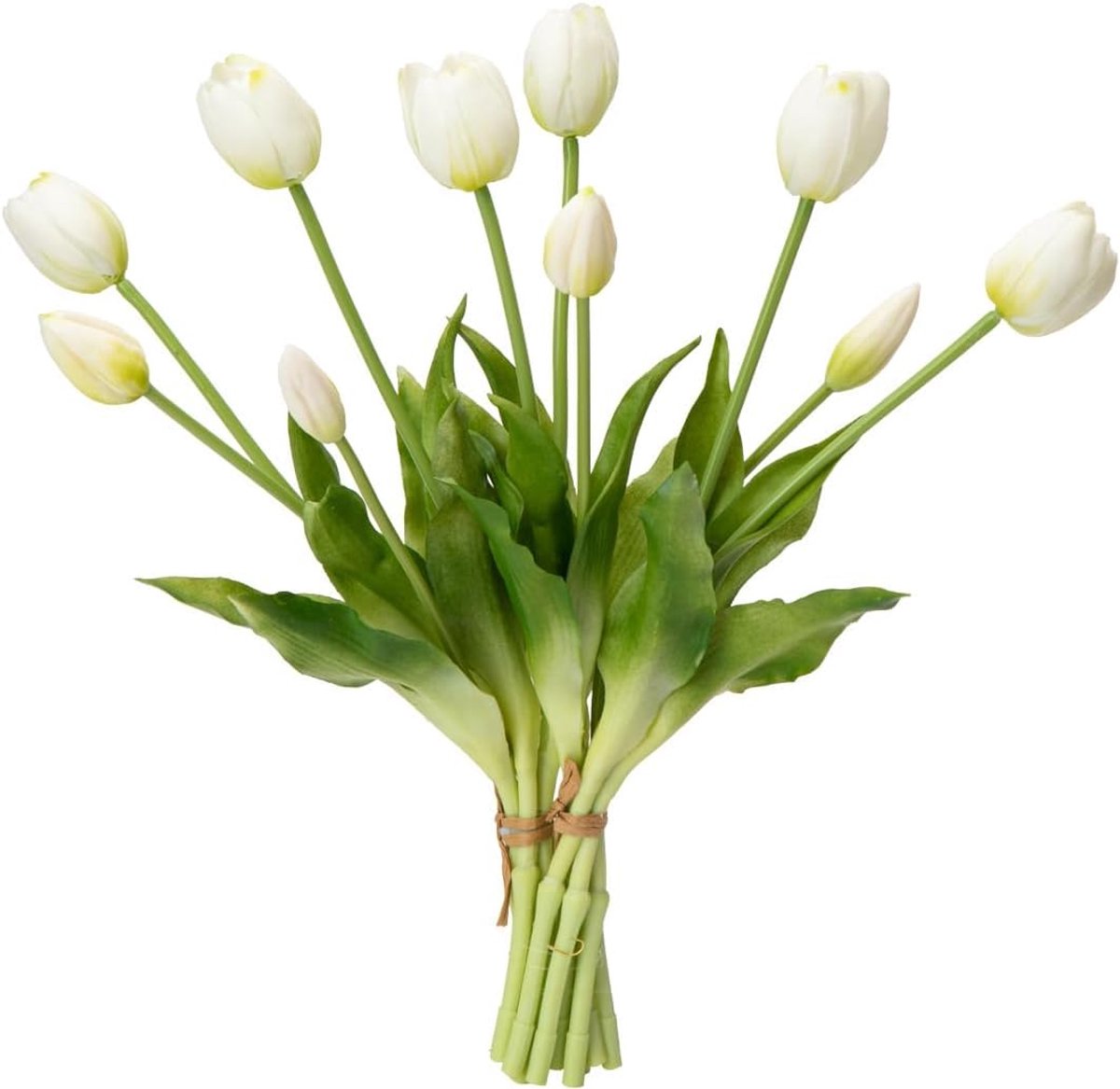 Kunstmatige Latex Tulpen, 40 cm (Wit) | 6 Bloemen & 4 Knoppen, Realistische Nepbloemen voor Vaas, Woonkamer, Eettafel, Keuken, Bruiloft