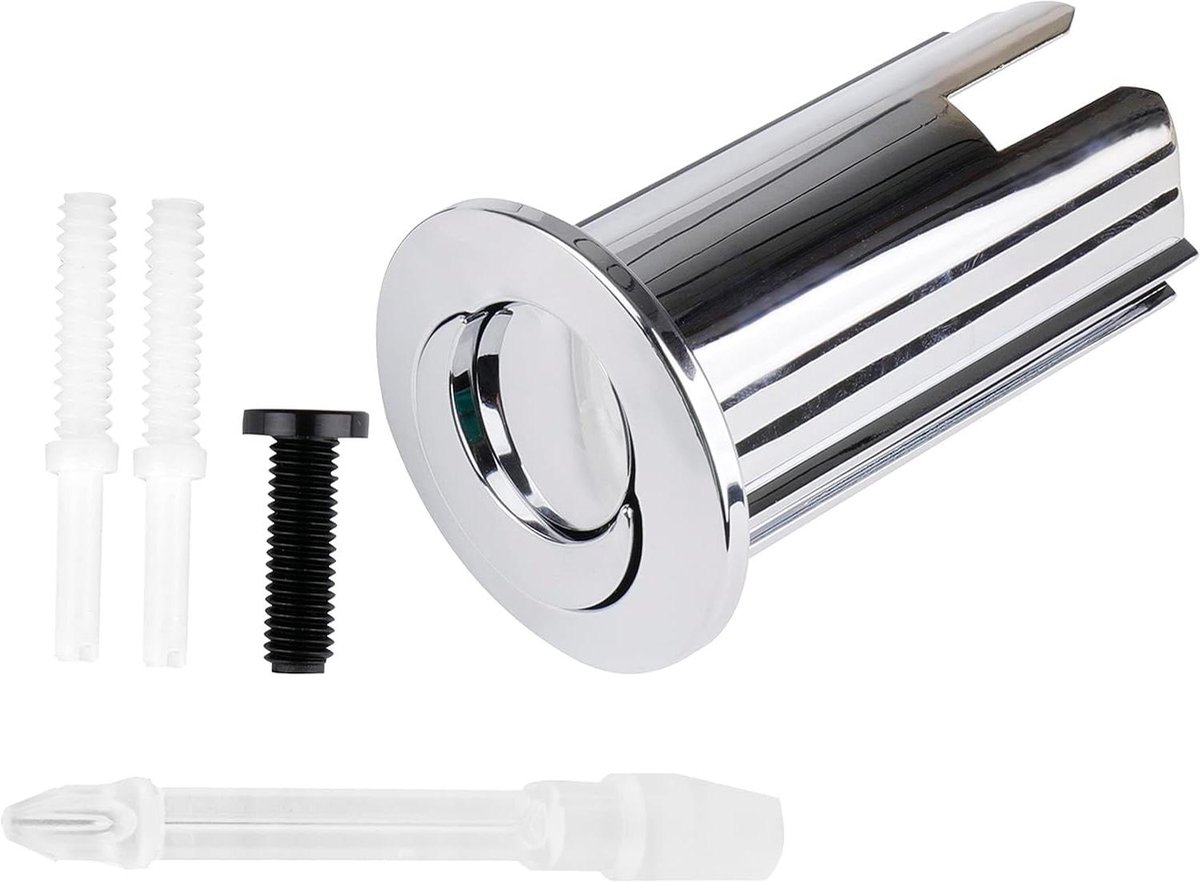Toiletdrukknop Dubbel - Spoelknop Toilet - Toilet Reparatie - Specifiek voor Roca - 76 mm knoplengte - Zilver