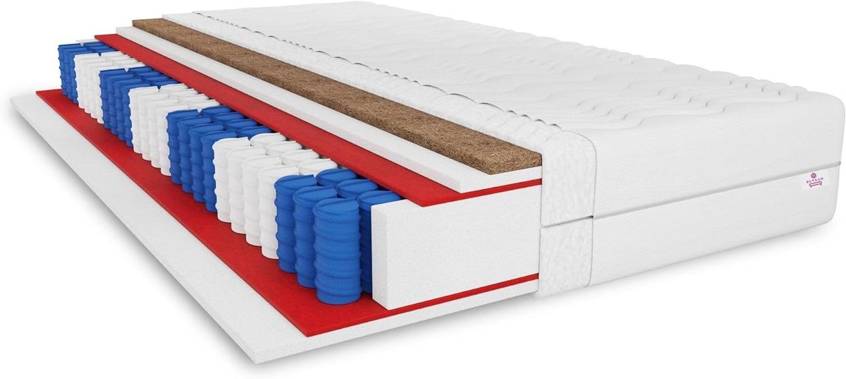 Pocketveringmatras 7 Zonen - Kokos Matras - Goede Nachtrust - Hypoallergeen Ademend - 90 x