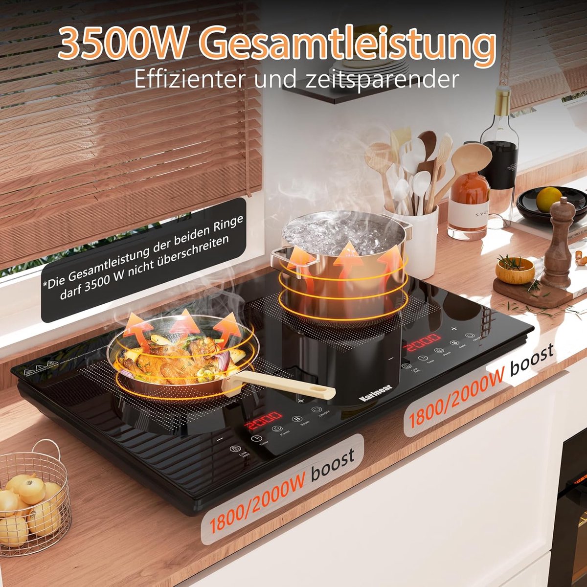 Inductiekookplaat 2 platen - Kookplaat elektrisch - Snel koken - Plug and Play - 60 cm - Zwart