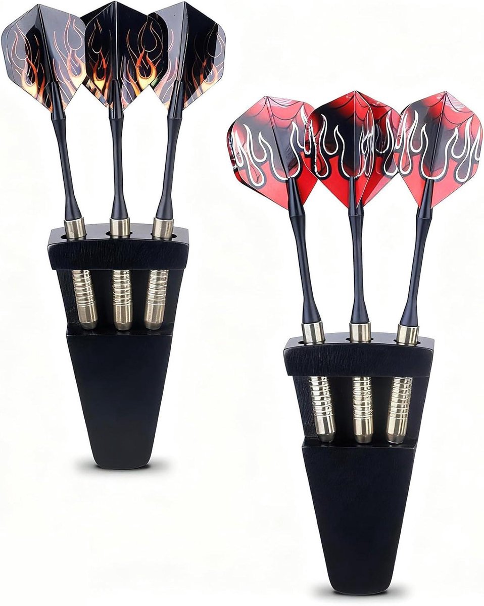 Houten Dart Houder - Dart Standaard - Darts Opbergen - Diepe Gaten - 3 Darts - Zwart