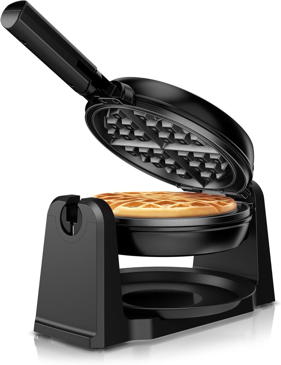 Belgisch Wafelijzer - Wafelmaker - Thuis Wafels Bakken - Draaifunctie - 1000 Watt - Zwart Zilver