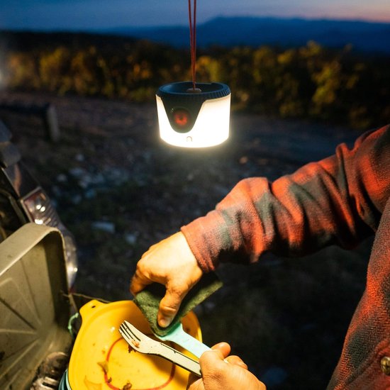 Mini Camping Lantaarn - Hanglamp Outdoor - Kamperen Verlichting - Compact Miniformaat - 635 x 21 cm - Zwart — afbeelding 3