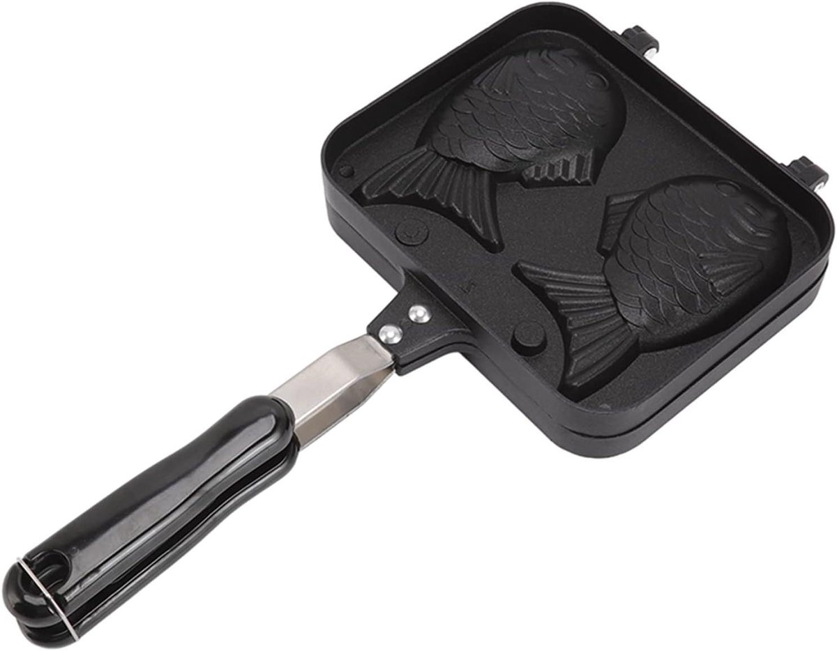 Taiyaki Bakvorm - Visvorm Wafelpan - Ontbijt Maken - Dubbelzijdig Bakken - 18 x 14 cm - Zwart